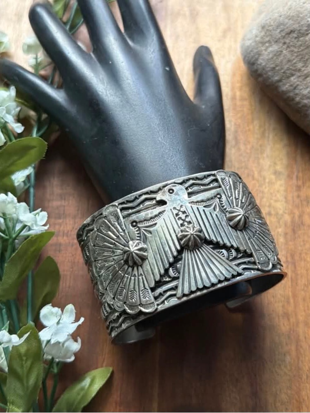 Sunshine Reeves Sterling Silver Thunderbird Cuff Bracelet Navajo Gift - Picture 11 of 12
